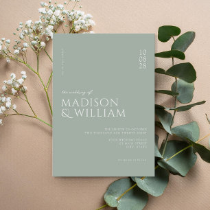 Simple Modern Chic Sage Green Wedding Invitation