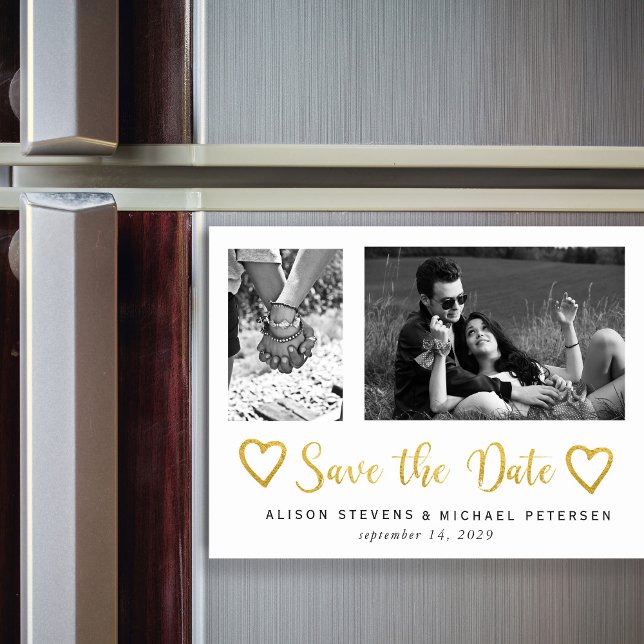 Simple modern chic script wedding photo save date magnetic invitation (Creator Uploaded)