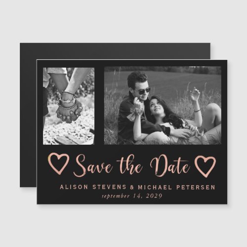 Simple modern chic script wedding photo save date magnetic invitation