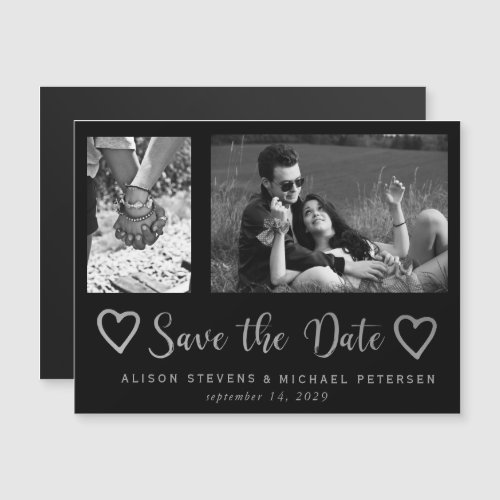 Simple modern chic script wedding photo save date magnetic invitation