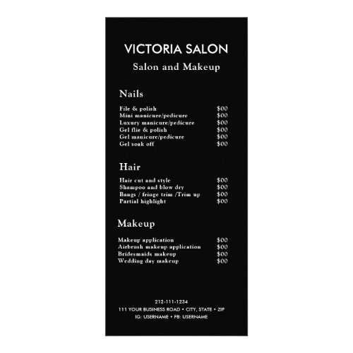 Simple Modern Chic Unique White Salon Service Menu