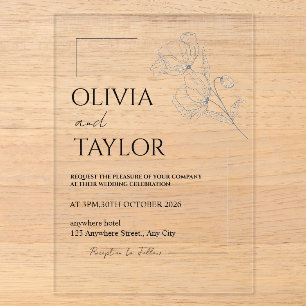 Simple Modern Chic Wedding Acrylic Invitations