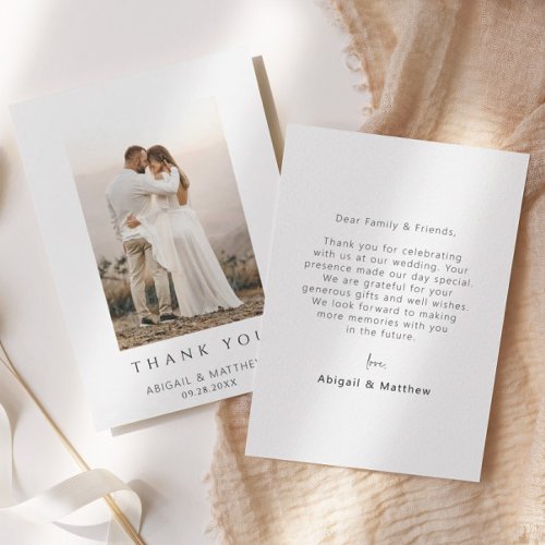 Simple Modern Chic Wedding Photo Thank You Card