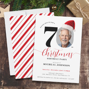Simple Modern Christmas 70th Birthday Party Invitation