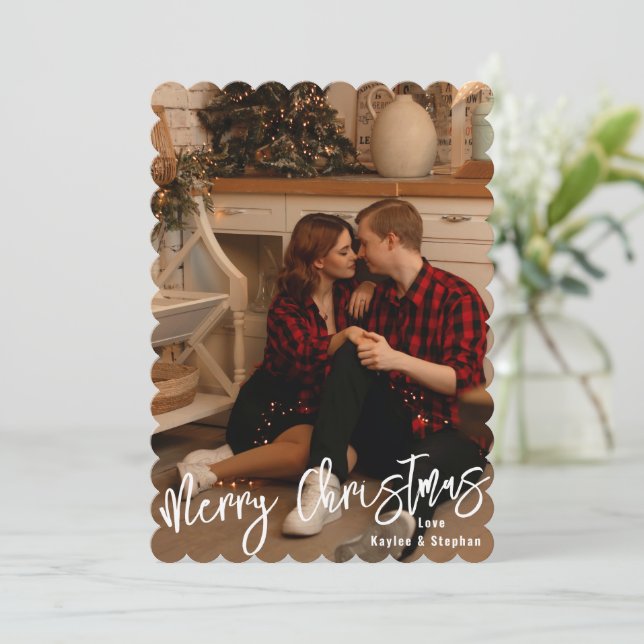 Simple Modern Christmas Cards, Personalized Photo Holiday Card (Standing Front)