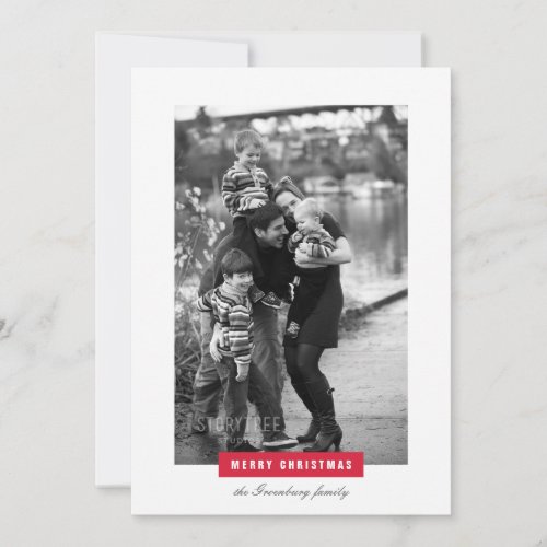 Simple Modern Christmas Flat Photo Card in Red