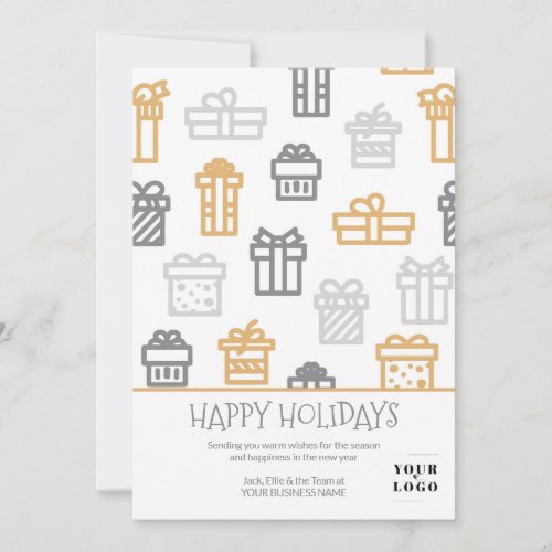 Simple Modern Christmas Gift Business Logo Holiday Card