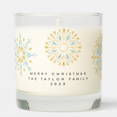 Simple Modern Christmas Gold Snowflakes Scented Candle