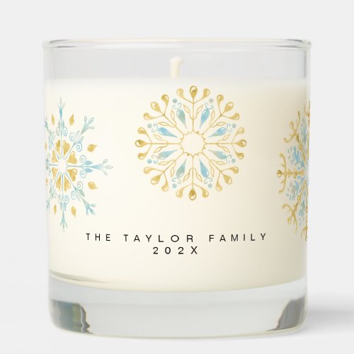 Simple Modern Christmas Gold Snowflakes Scented Candle