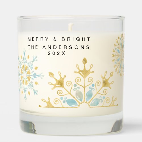 Simple Modern Christmas Gold Snowflakes Scented Candle