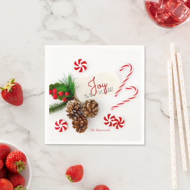 Simple Modern Christmas Joy to the World Napkins (Insitu)