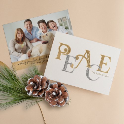 Simple Modern Christmas Peace Gold n Silver Photo
