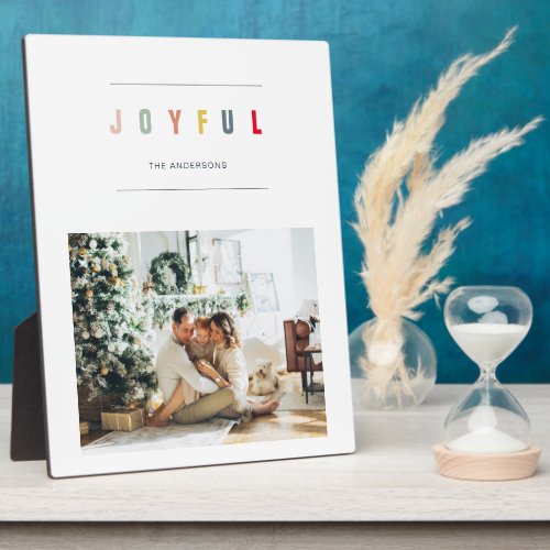 Simple Modern Christmas Photo  Joyful Holiday Plaque