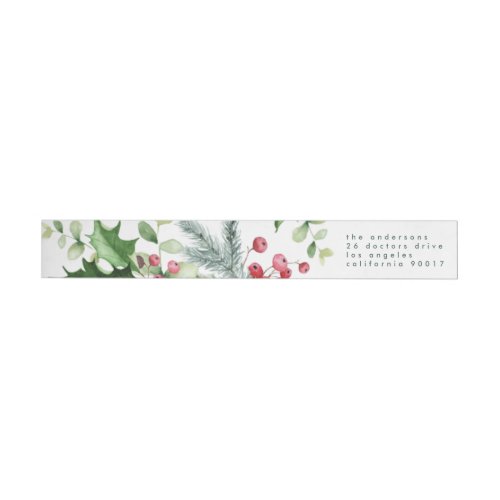 Simple Modern Christmas Snow Return Address Wrap Around Label