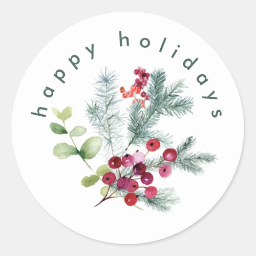 Simple Modern Christmas Snow White Classic Round Sticker