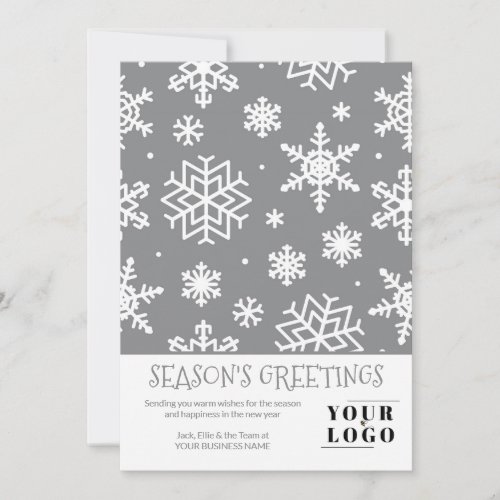 Simple Modern Christmas Snowflake Custom Logo Holiday Card