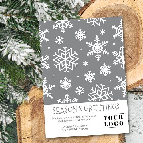 Simple Modern Christmas Snowflake Custom Logo Holiday Card