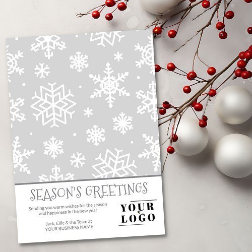 Simple Modern Christmas Snowflake Custom Logo Holiday Card