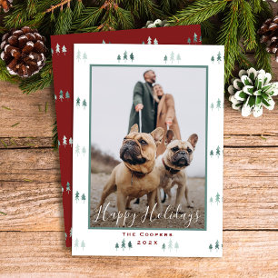 Simple Modern Christmas Tree Happy Holidays Photo Holiday Card