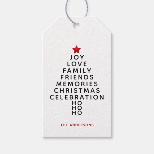 Simple Modern Christmas Tree Wishes Gift Tags