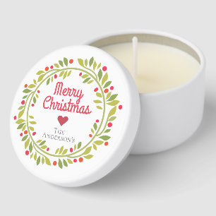 Simple Modern Christmas Wreath Custom Mini Candle Favors