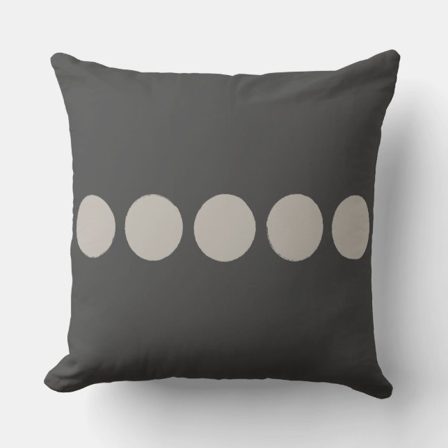 Simple Modern Circles Throw Pillow in Gray (Front)