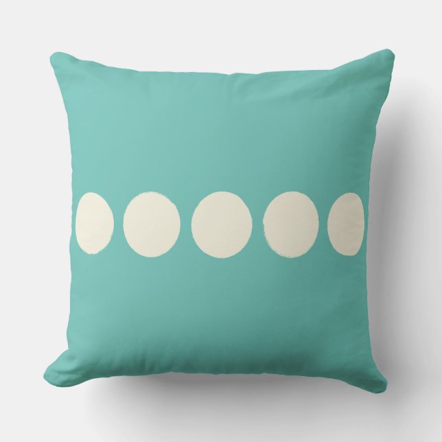 Simple Modern Circles Throw Pillow in Turquoise (Front)