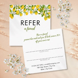 Simple Modern Citrus Lemons Greenery Referral Card