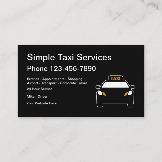 Simple Modern City Taxi Service Business Card (Front)