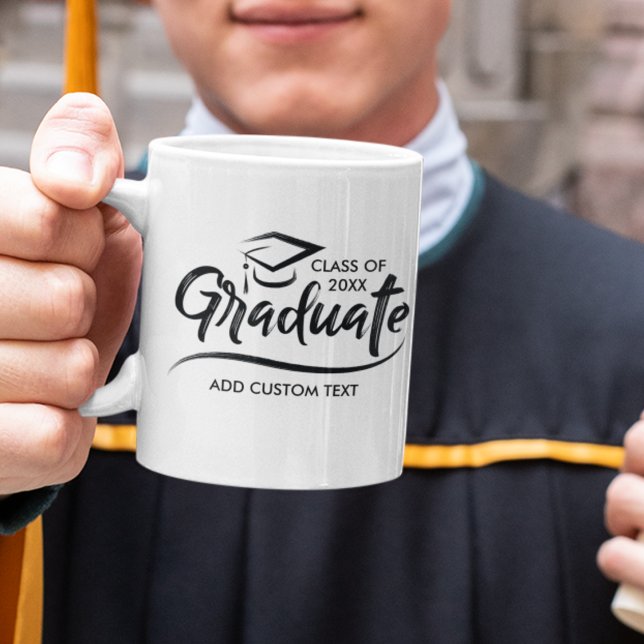 Simple Modern Class of Year 20XX Custom Graduation Coffee Mug (Creator Uploaded)