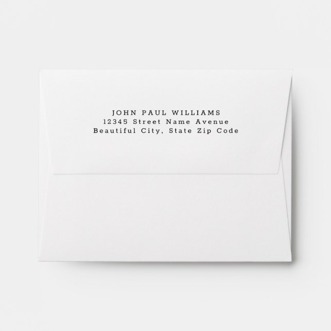 Simple Modern Classic Black Formal Name Address Envelope (Back (Top Flap))