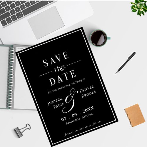 Simple Modern Classic Black Save the Date