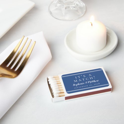 Simple Modern Classic Blue Chic Wedding Favors Matchboxes