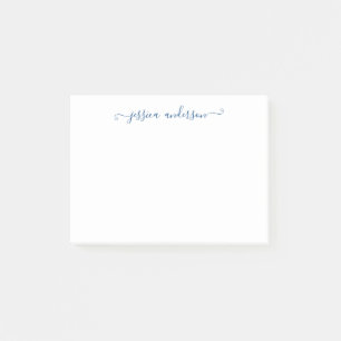 Simple Modern Classic Elegant Navy Blue Script Post-it Notes