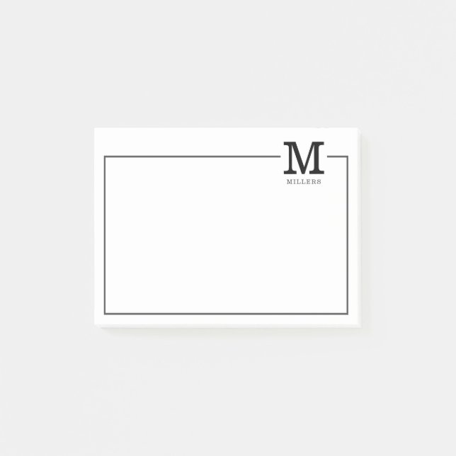 Simple Modern Classic Family Name Monogram  Post-it Notes (Front)