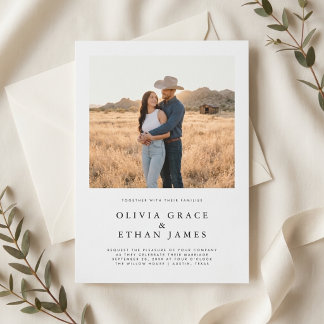 Simple Modern Classic One Photo Wedding Invitation