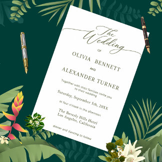 Simple Modern Classic Sage Wedding Invitation