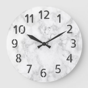 Simple Modern Classic White Faux Marble Large Clock
