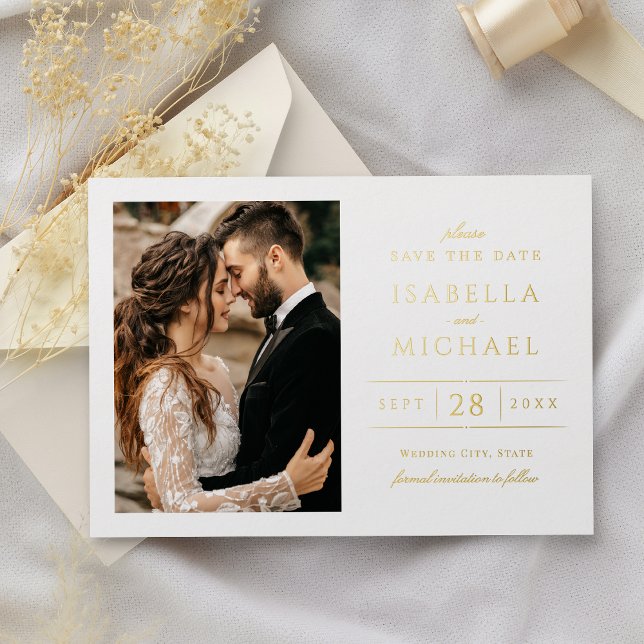Simple Modern Classy Luxury Photo Save the Date Foil Invitation (Simple Modern Classy Luxury Photo Save the Date Foil Invitation)