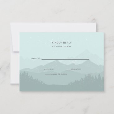 Simple Modern Classy Mountain Wedding RSVP Card