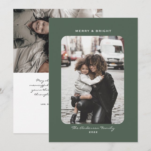 Simple modern clean Christmas holiday photo cards (Front/Back)