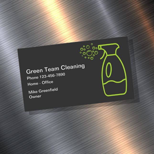 Simple Modern Cleaning Services Business Card Magnet (Creator Uploaded)