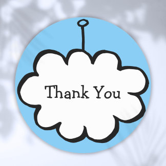 Simple Modern Cloud on a String Thank You Classic Round Sticker