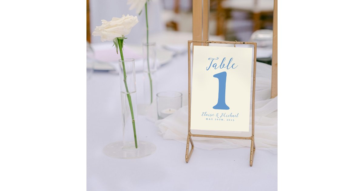 Simple Modern Coastal Wedding Reception Table Number | Zazzle