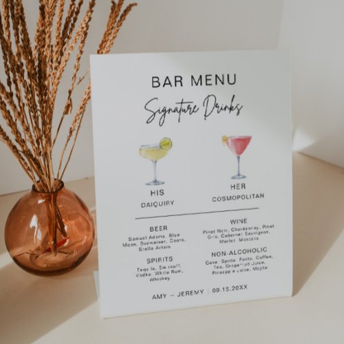 Simple Modern Cocktail Signature Drink Bar Menu Pedestal Sign