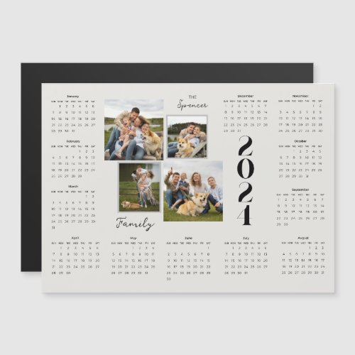 Simple Modern Collage Family Photo 2024 Calendar