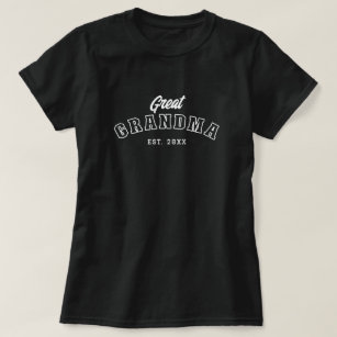 Simple Modern College Style 'Great Grandma' & Year T-Shirt