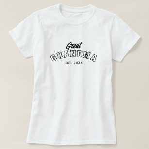 Simple Modern College Style 'Great Grandma' & Year T-Shirt