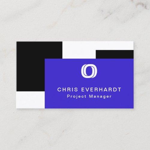 Simple Modern Color Block Blue Black and White Business Card