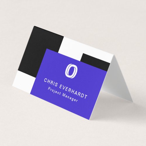 Simple Modern Color Block Blue Black and White Business Card